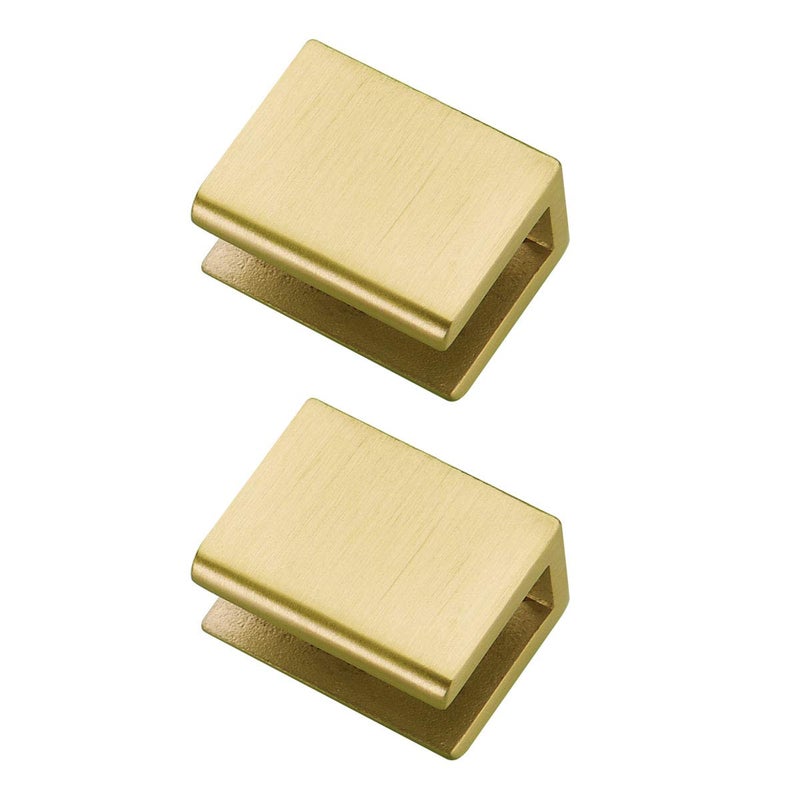 Orhemus 2pcs Adjustable 304 Stainless Steel Glass Clamp Clip Shelf Brackets Holder Support 0.23"-0.35", Brushed Gold Finished Heavy Duty - Image 1